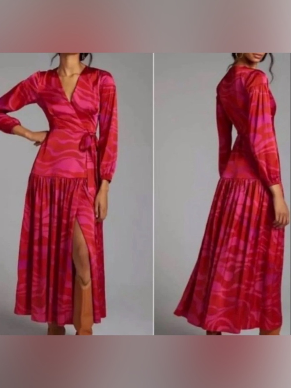 NWOT Anthropologie🌟HP🌟HUTCH Ciara Zebra Stripe Maxi Wrap Dress- M